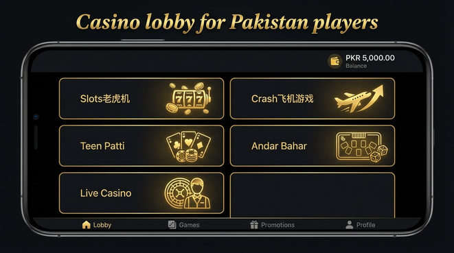 Lobby view of luck22 for Pakistan users